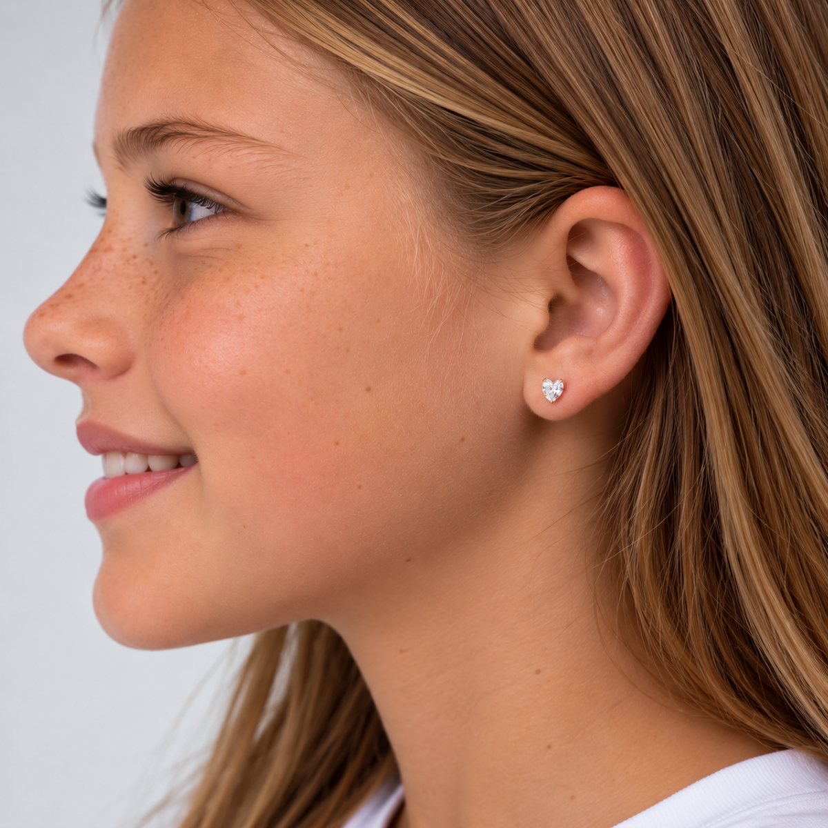 Flawless Crystal Heart Stud Earrings | 24K Pure Gold