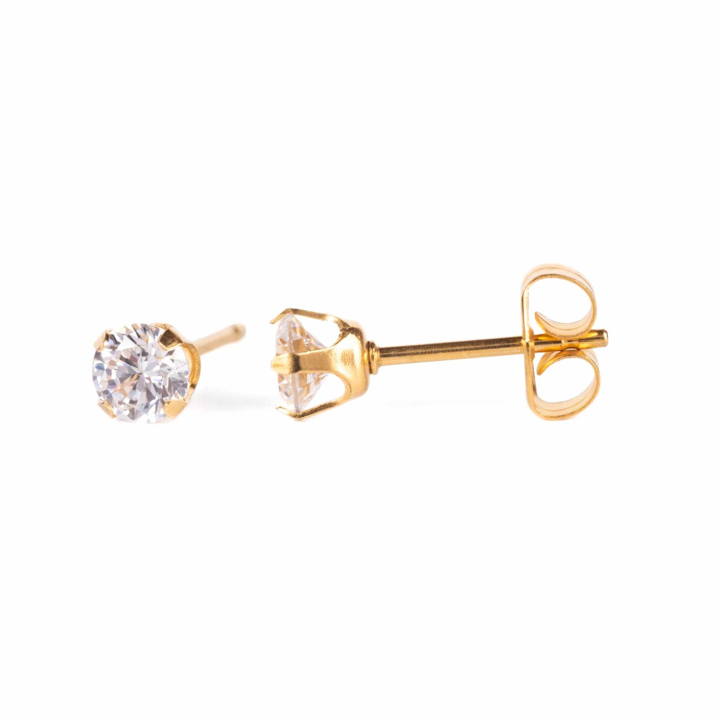 4mm Flawless Crystal Stud Earrings | 24K Pure Gold