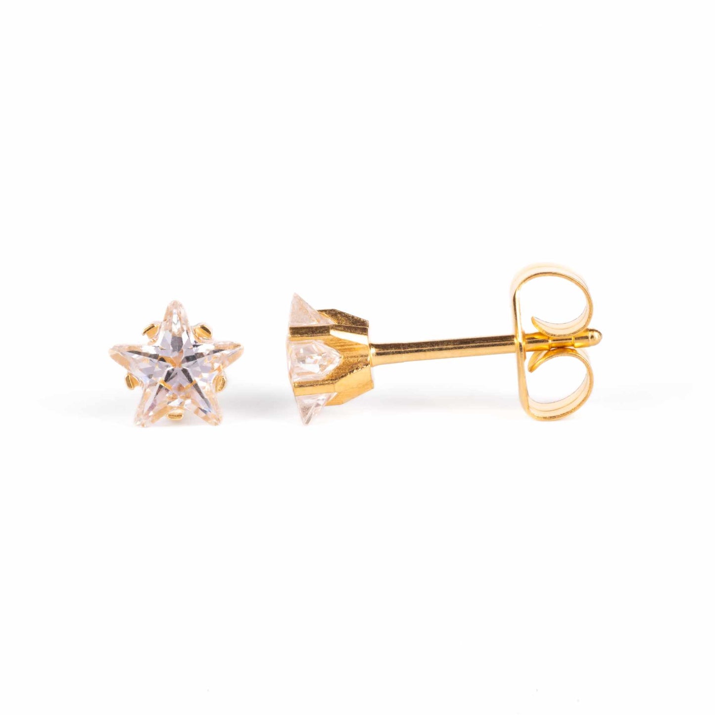 5mm White Star Stud Earrings
