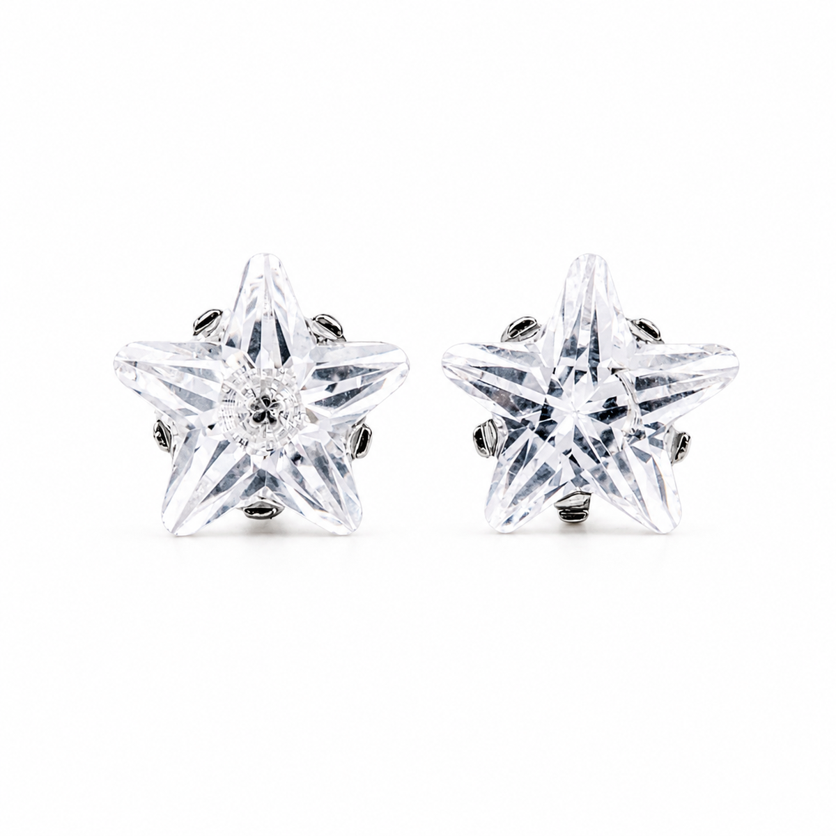Pair of surgical steel star studs with a Flawless Crystal center, S316L surgical steel, purepixxi