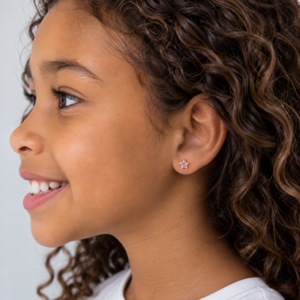 5mm Pink Star Stud Earrings | 24K Pure Gold