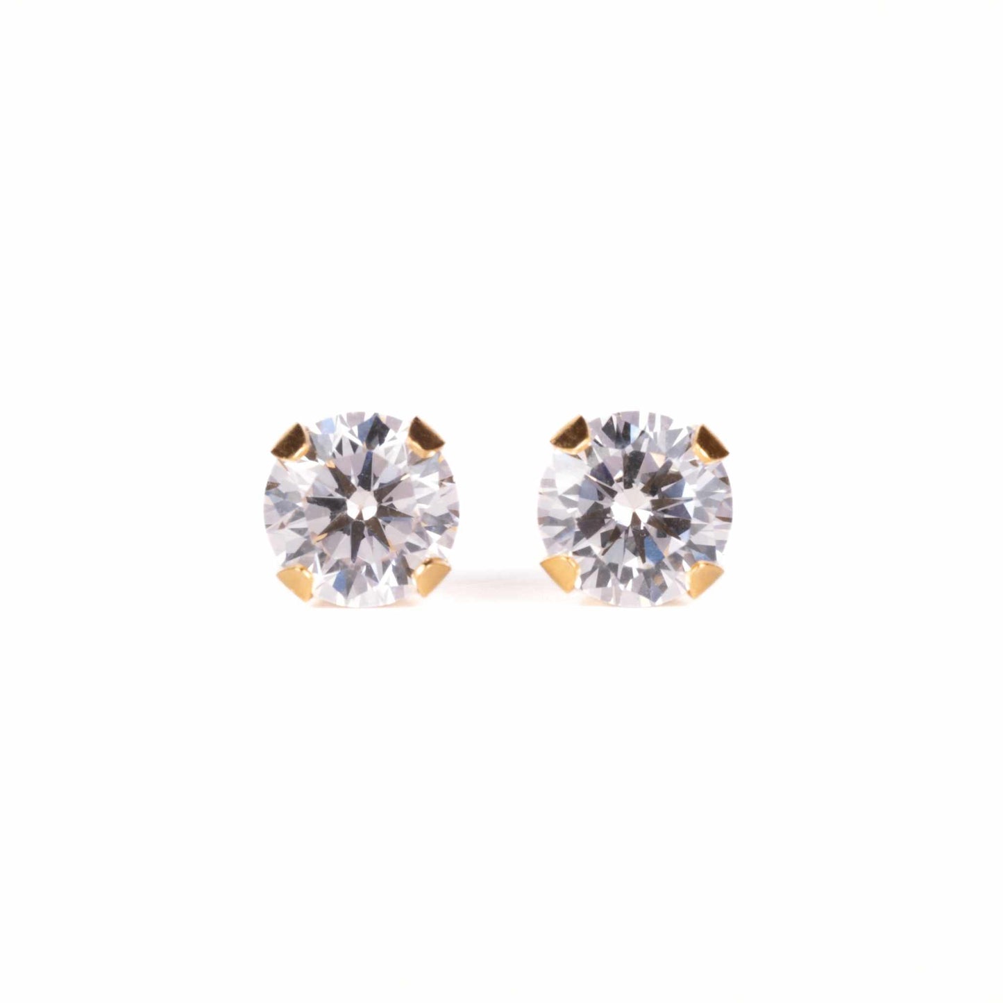 4mm Flawless Crystal Stud Earrings | 24K Pure Gold