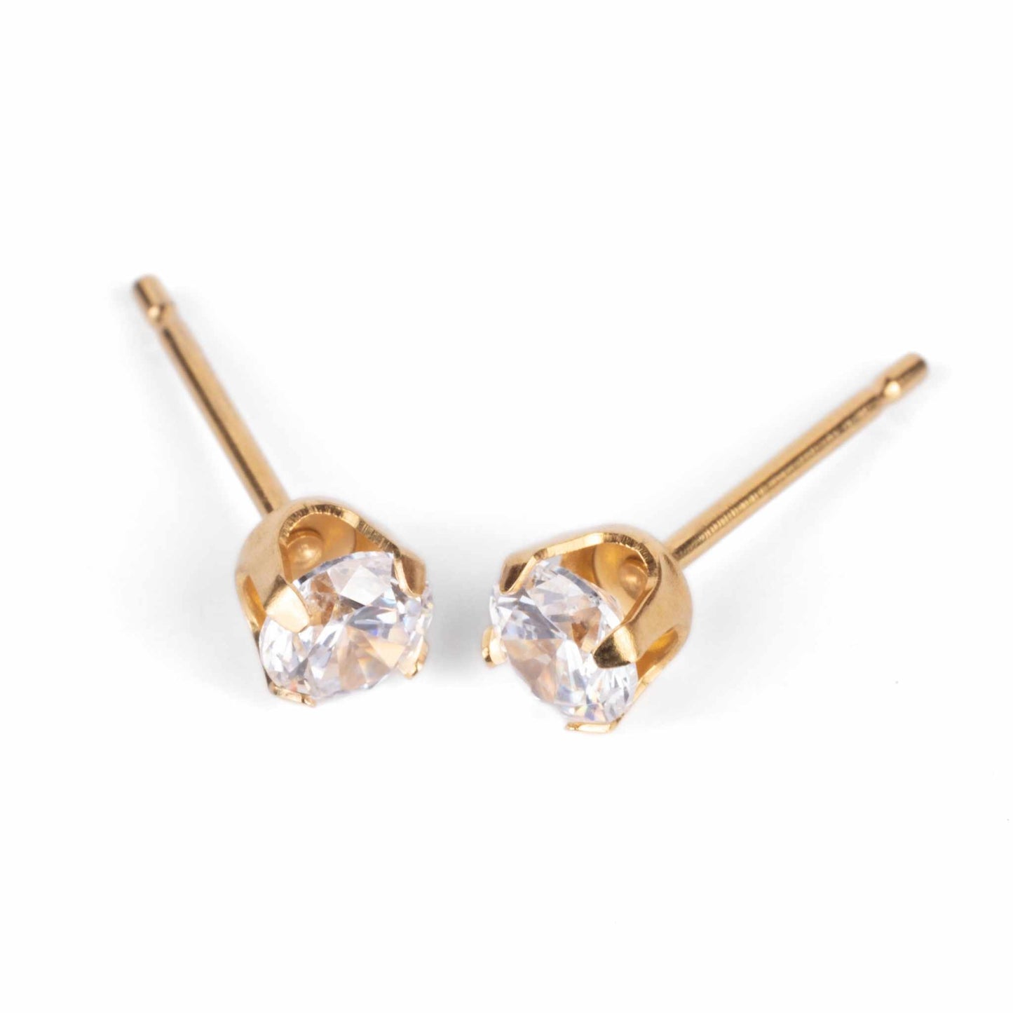 4mm Flawless Crystal Stud Earrings | 24K Pure Gold