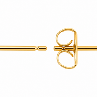 Close-up of a purepixxi earring post and butterfly back in 24K pure gold