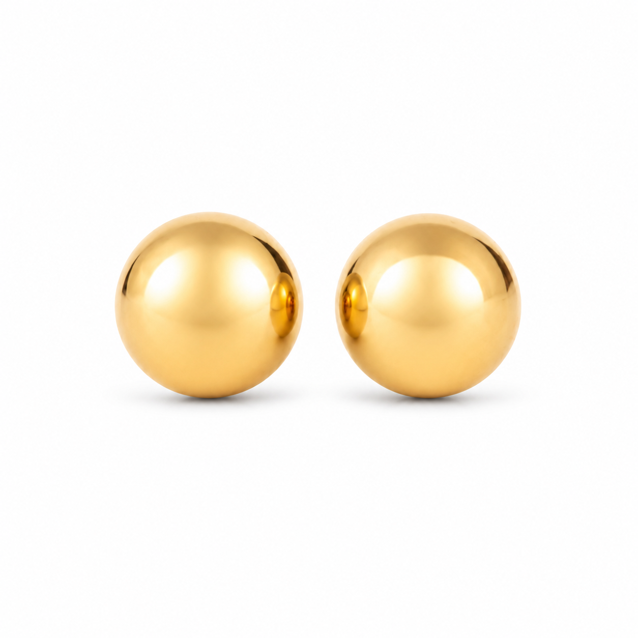 Pair of 4mm ball studs finished in 24K pure gold over a surgical steel core, purepixxi