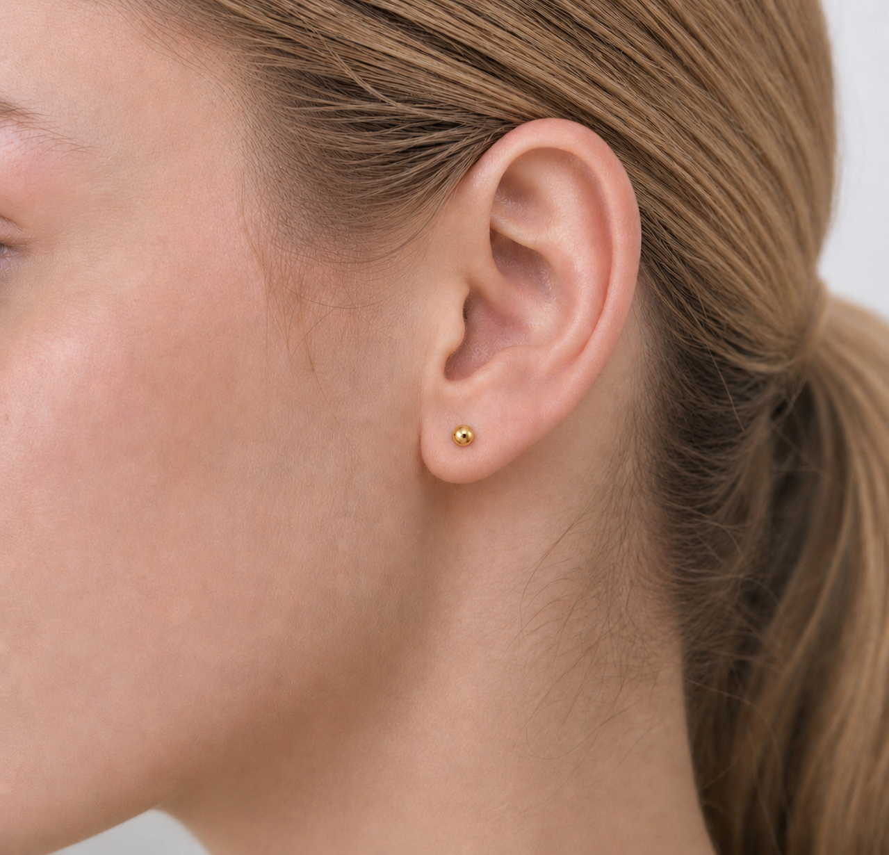 4mm ball stud earring and post in 24K pure gold, purepixxi children's earrings