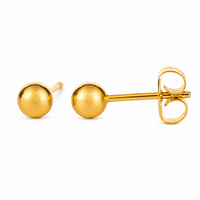 4mm polished ball stud earrings in 24K pure gold, made for children's sensitive ears, purepixxi