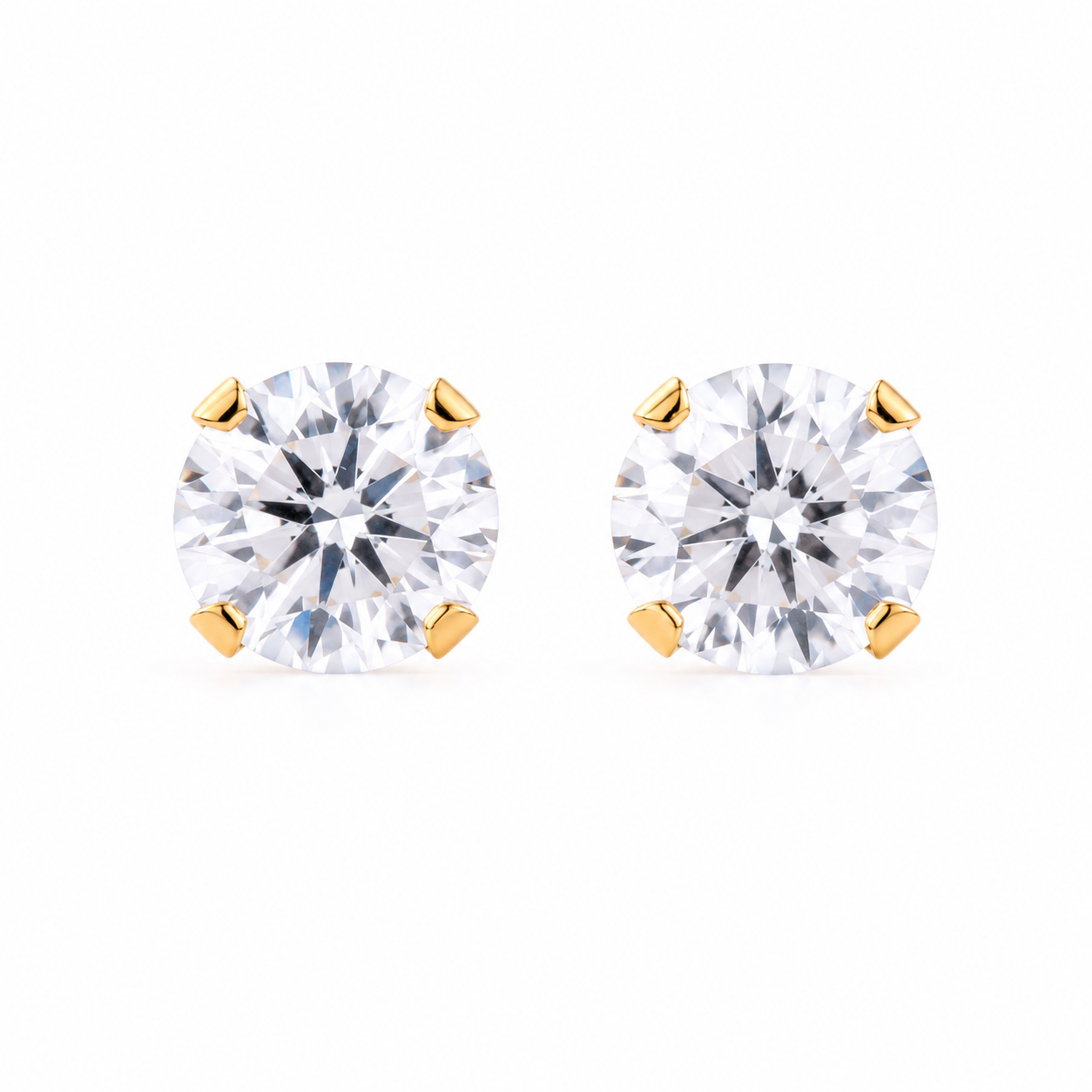 Pair of 4mm Flawless Crystal studs finished in 24K pure gold over a surgical steel core, purepixxi