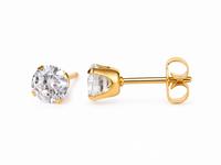 5mm Flawless Crystal stud earrings in 24K pure gold, made for children's sensitive ears, purepixxi