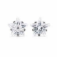 Pair of surgical steel star studs with a Flawless Crystal center, S316L surgical steel, purepixxi