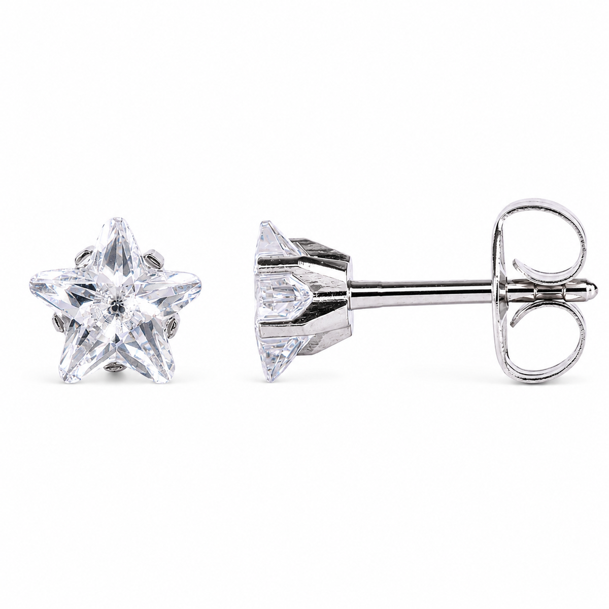 5mm Flawless Crystal star stud earrings in S316L surgical steel, made for children's sensitive ears, purepixxi