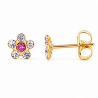 Flawless Crystal daisy stud earrings in 24K pure gold, made for children's sensitive ears, purepixxi