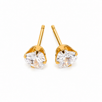 Heart stud earrings shown close up in 24K pure gold, purepixxi for young ears