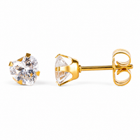 Flawless Crystal heart stud earrings in 24K pure gold, made for children's sensitive ears, purepixxi